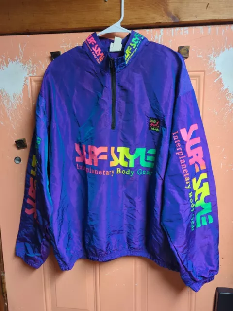 Surf Style Purple Iridescent XL One Size 1/4 Zip Pullover Windbreaker Jacket