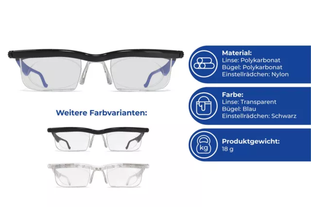 MAXIMEX SEEPLUS Korrektur Brille individuell einstellbar Gläser Lesen Seh Hilfe 2
