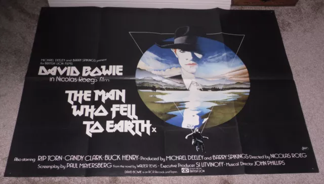 THE MAN WHO FELL TO EARTH original 1976 U.K. quad 30x40 movie poster DAVID BOWIE