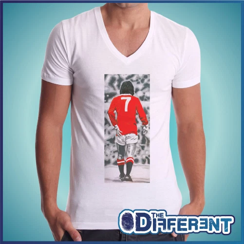 T-Shirt Collo A V George Best Manchester Idea Regalo No Happiness No My T-Shirt
