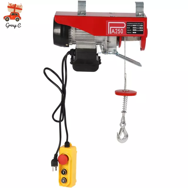 Electric Wired Hoist Winch Hoist Crane Lift with Remote Control 510W 551lbs