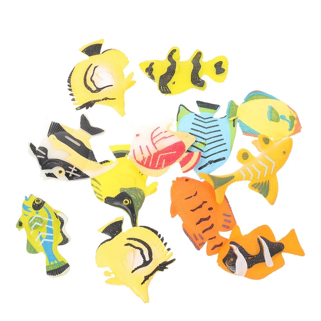 12pcs plastic fish Fish Tank Floating Fish Silicone Fishes Figurine 3
