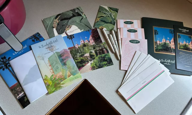 Beverly Hills Hotel Bundle - Pads, Envelopes, Pens, History, Spa Menu, Postcards