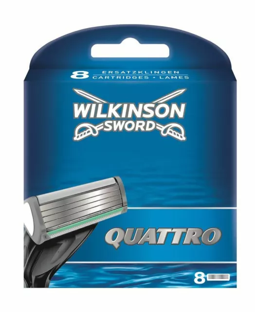 Wilkinson Sword Quattro Razor Blades 8 Pack Mens Razor Refills Genuine