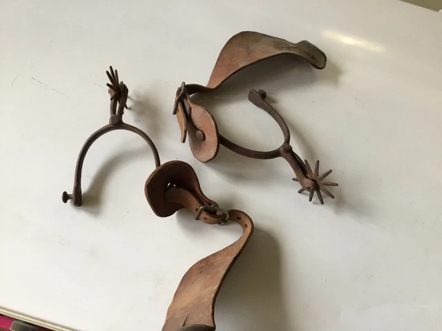 Vintage Pair of Western Cowboy Spurs With The Straps