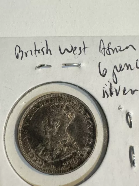 1919 British West Africa 2 Shillings George V Silver XF  KM# 13