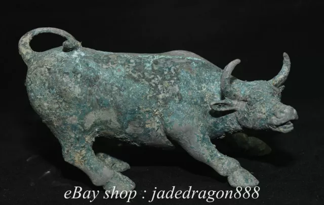 8.4" Old Chinese Marked Bronze Ware Fengshui 12 Zodiac Year Bull Oxen Statue