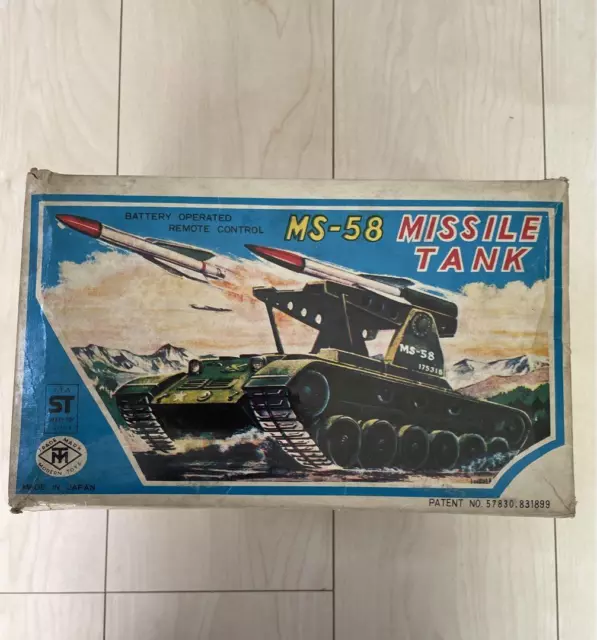 Masudaya Early Tin Toy Missile tank remote control tin MS-58 W/BOX F/S FEDEX