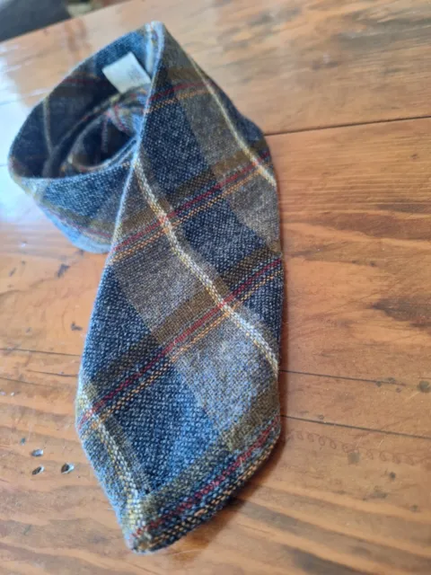 Vintage Old 100%  Pure Wool Tie Tartan Check Australian Made Retro