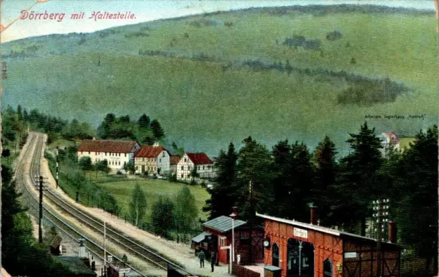 Ak Gruss Aus Dörrberg Geratal Ilm Kr. Bahnhof Haltestelle Mit Gleise Col. 1912