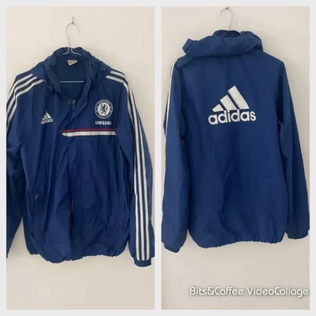 Men's Chelsea FC Samsung Adidas Waterproof Lightweight Jacket Coat Size Medium