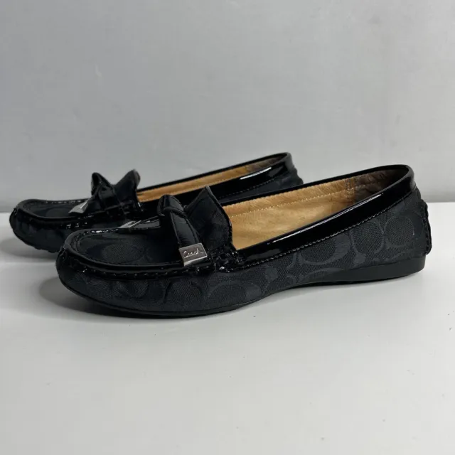 COACH Women’s Frida Loafers Signature Logo Black Slip On Shoes Size 8B