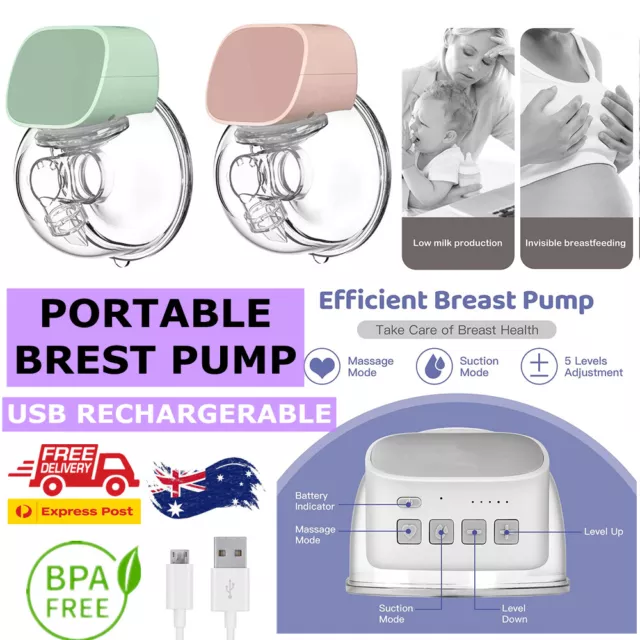 USB Portable Electric Breast Pump Wearable Hands-Free Automatic Silent Milker AU