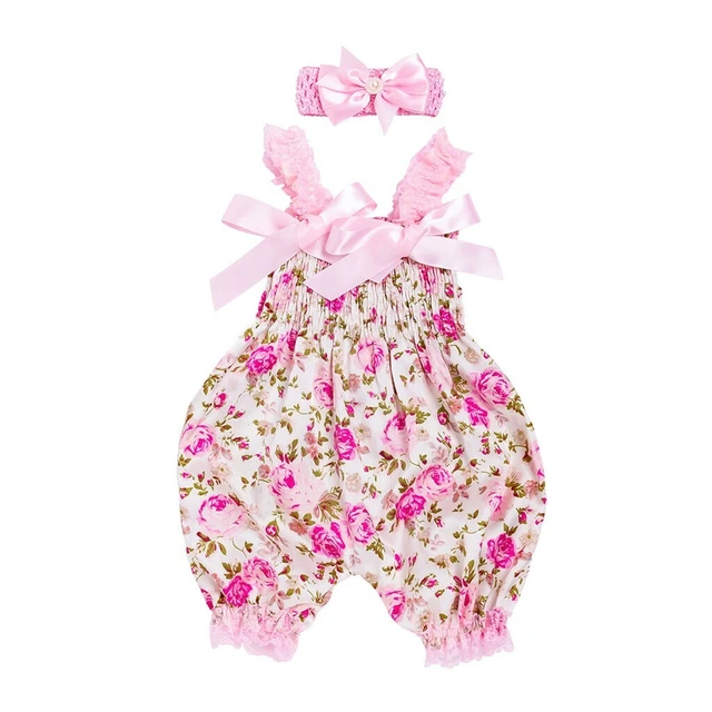 Newborn Infant Baby Girl Floral Romper Bodysuit Jumpsuit Headband Outfit Clothes