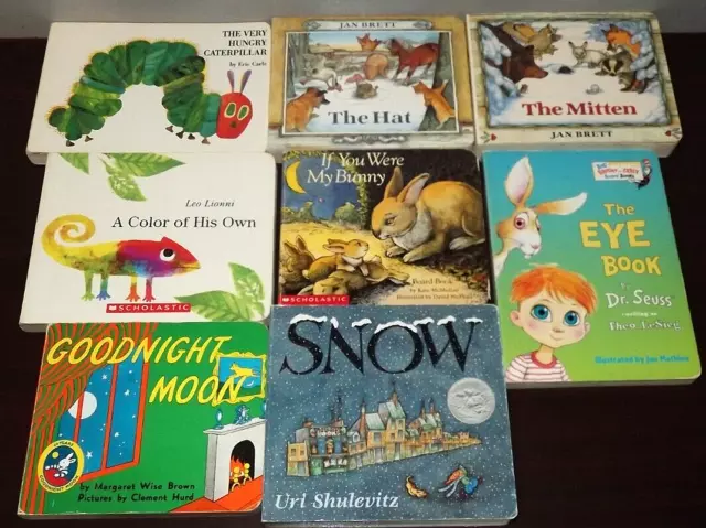 Lot of 8 classic children's board books Eric Carle Jan Brett Goodnight Moon...