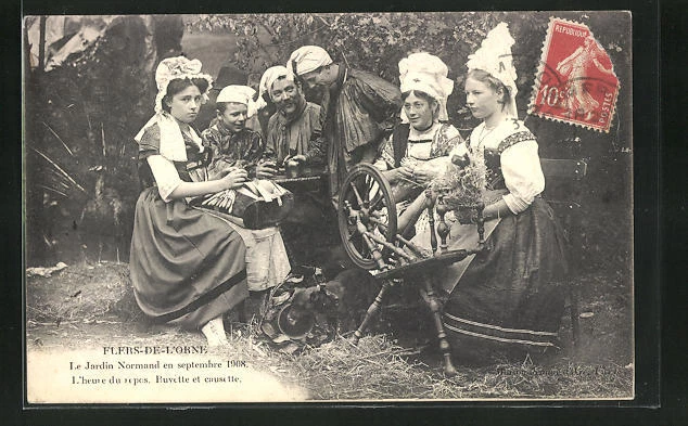 CPA Flers-de-l'Orne, Le Jardin Normand 1908, time of rest, drink and cause