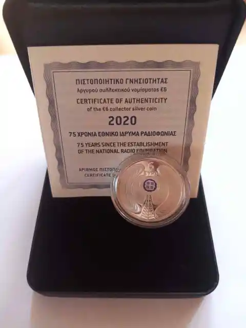 Greece, 2020, 75 Ys National Radio Proof, Silver 6 Euro Coin
