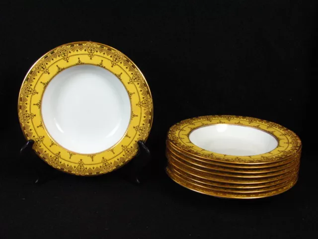 Antique 19th Century or older Copeland Gold & Yellow Ornated Border Soup Bowls