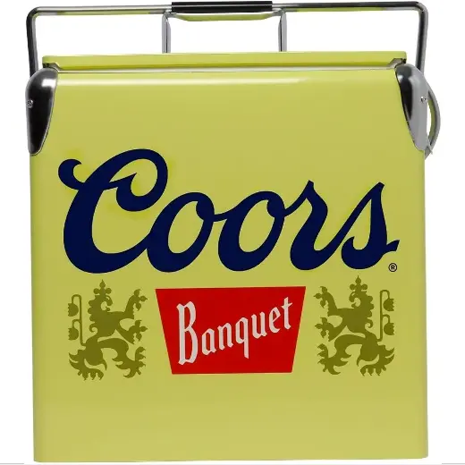 Coors Banquet Retro Ice Chest Cooler with Bottle Opener 13L 14 Qt, 18 Can Yellow
