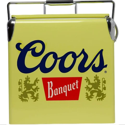 Coors Banquet Retro Ice Chest Cooler with Bottle Opener 13L 14 Qt, 18 Can Yellow