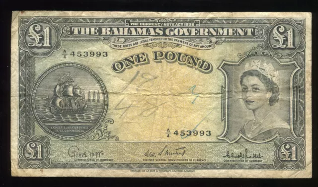 Bahamas 1953 1 Pound | Very Fine-Details | Pick 15.c | Free Shipping