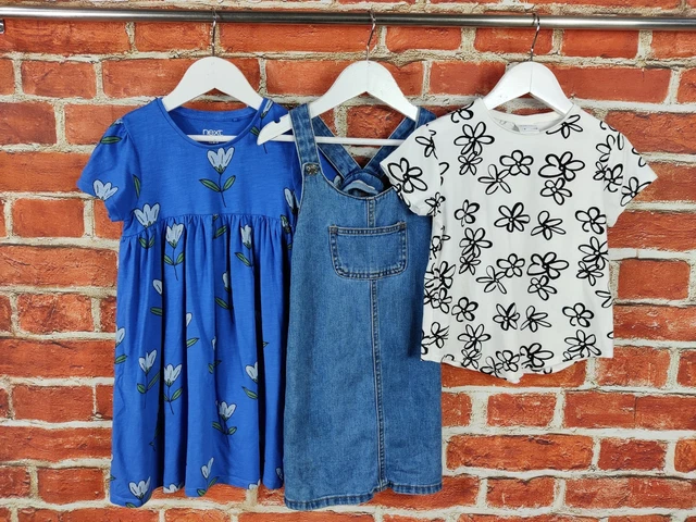 GIRLS BUNDLE AGE 5-6 YEARS ZARA NEXT etc DENIM PINAFORE DRESS TOP T-SHIRT 116CM