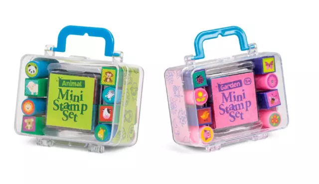 MINI STAMP SET - 08025 INK PAD AND 8 STAMPS In ATTRACTIVE STORAGE BOX ART CRAFT