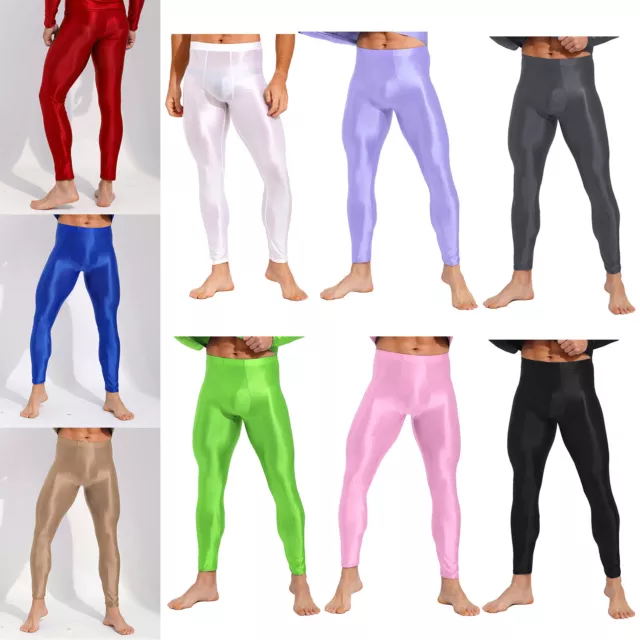 Men Glossy Legging Elastische Skinny Pants für Yoga Running Gym Fitness Workout