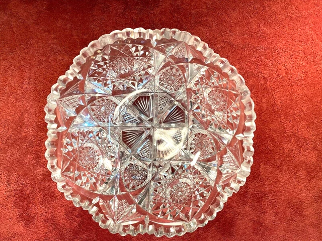Antique America Brilliant Cut Glass Bowl SIGNED LIBBY 8-1/4" Antique America Brilliant Cut Glass Bowl SIGNED LIBBY 8-1/4"