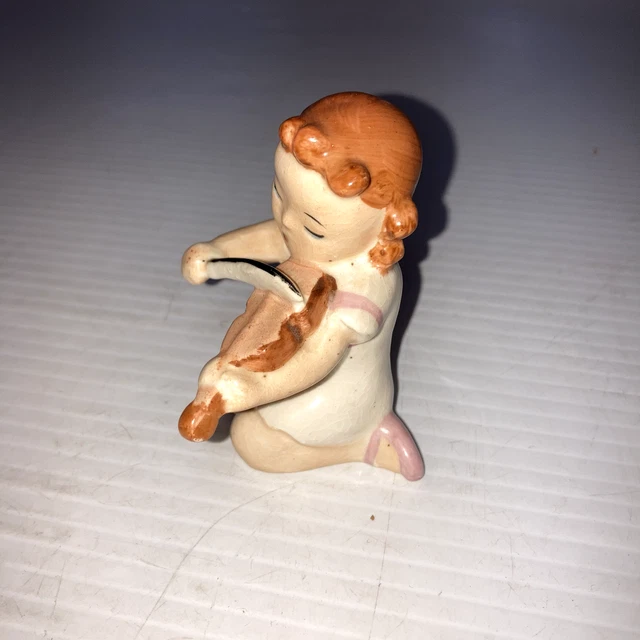Vintage Porcelain Ceramic Girl Playing Violin Occupied Japan 3 1/4"