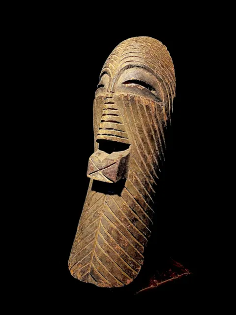 African Tribal Art Vintage Wooden Carved African Kifwebe Royal Mask, Songye 1222