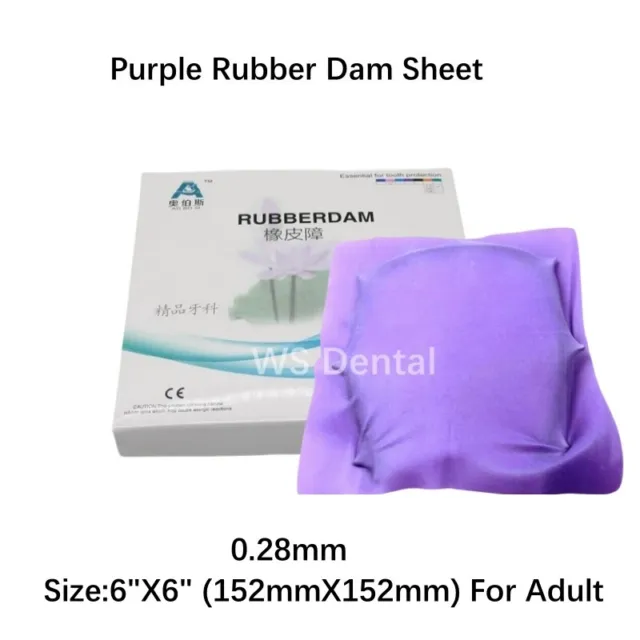 Dental Endodontic Rubber Dam Natural Latex Medium Gauge 6"x6" 36 Sheets