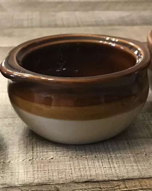 Vintage Restaurant CREST-WARE Onion Soup Crock 5”X2.5 Ceramic Chili Brown