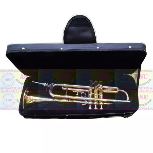 New Brass Plated Professional Bb Flat Trumpet With Hard Case and Mouthpiece