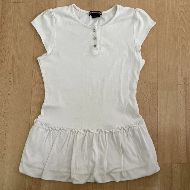 Eyeshadow Girls Kids T Shirt Top Large L 14 White Short Sleeve Ruffle Skirt