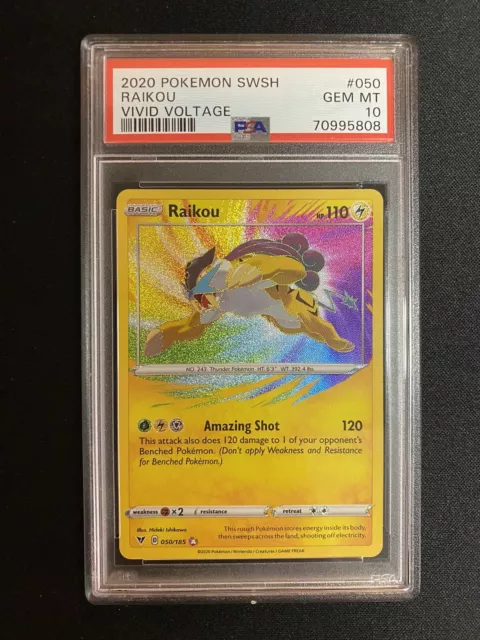 Raikou 050/185 PSA 10 GEM Mint Vivid Voltage Amazing Rare Pokemon Card