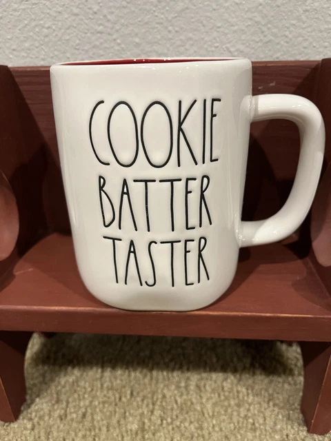 Rae Dunn MUG  LL Holiday Christmas “COOKIE BATTER TASTER” MUG IVORY & Red