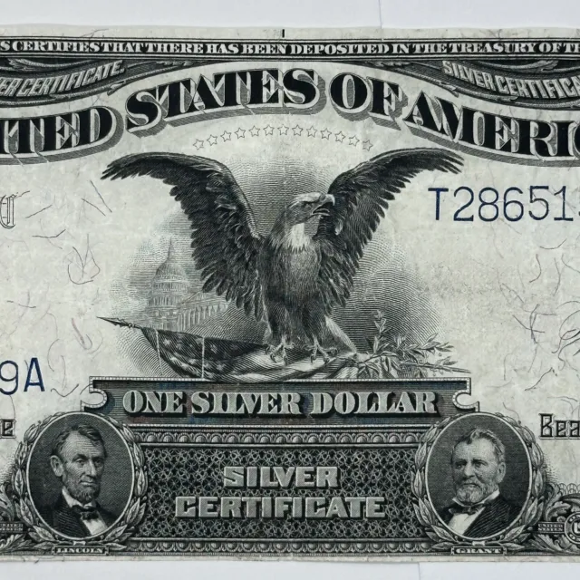 Rare 1899 $1 One Dollar US Silver Certificate Large Note Blue Seal Black Eagle