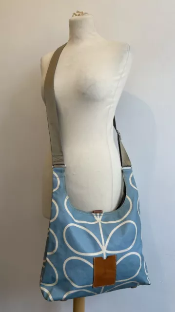 ORLA KIELY BLUE Linear Stem Patterned Midi Sling Shoulder Cross
