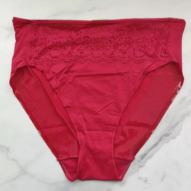 Soma Women's No Show Microfiber Lace Cheeky Underwear In Red Size