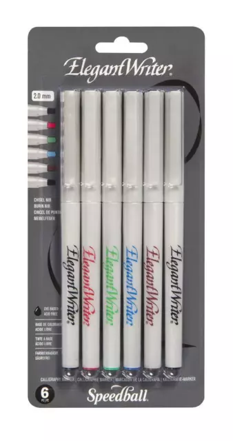 Speedball Elegant Writer 2.0mm Chisel Calligraphy Marker Pens Multicoloured (...