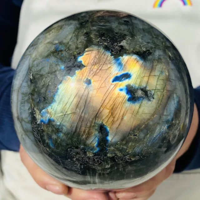 Natural labradorite moonstone ball rainbow quartz crystal sphere healing 2600g