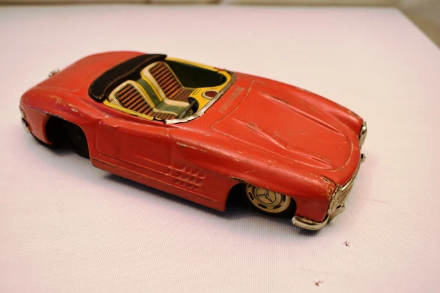 VINTAGE TIN FRICTION 1950'S Red Mercedes Benz 300 Sl Convertible Japan