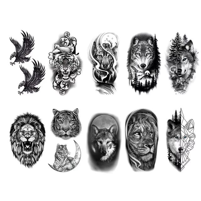 6 Feuilles Tatouages Temporaires Noir Tribal - Autocollants Faux Tatouage Adulte