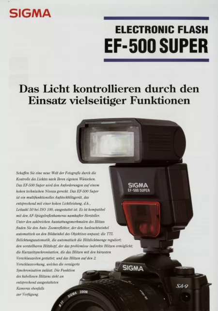 Sigma EF-500 Super Electronic Flash Brochure 1 Sheet 2001 5/01 Brochure