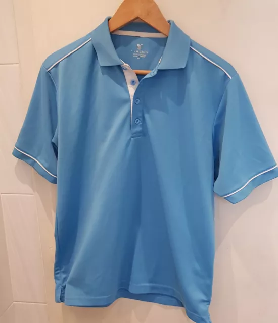 Palm Grove Golf Polo Shirt : Light Blue With White Trim - Size Small