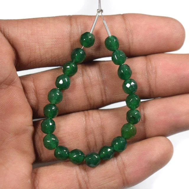 AAA + Jade vert émeraude à facettes forme ronde pierres précieuses...