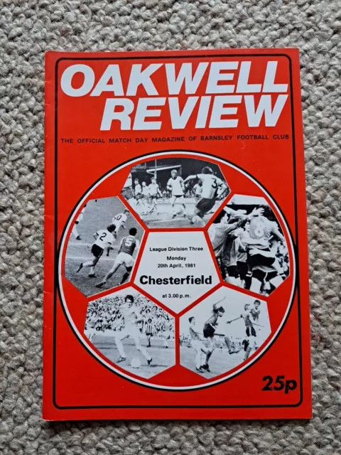 Mon 20th Apr 1981, Div 3, Barnsley v Chesterfield,Original Programme.