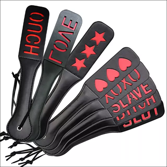 Spanking Paddle Leather Black BDSM Whip Kinky 5 styles Adult Toy 30cm X 5.5cm