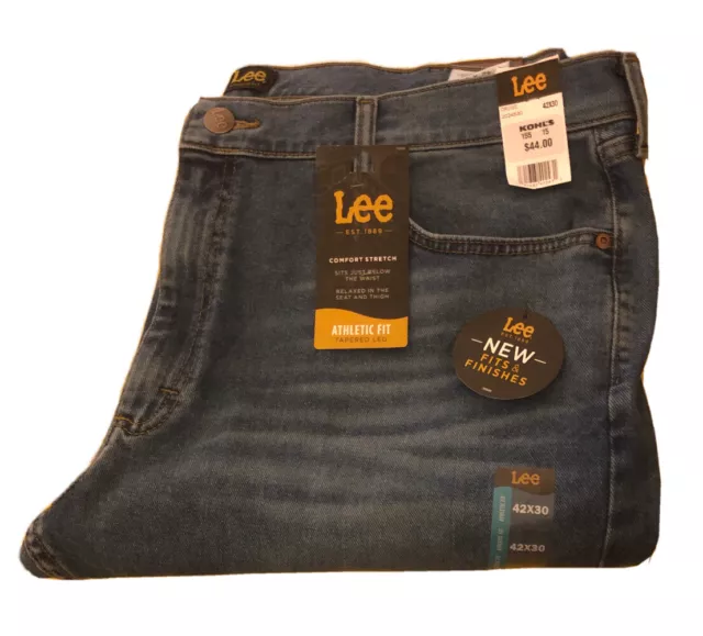NWT LEE ATHLETIC Fit 2024531 Comfort Stretch Tapered Leg Neptune Jeans 40 x  31 $4.99 - PicClick